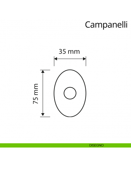 Campanello classico ovale in ottone per porta Linea Calì disegno