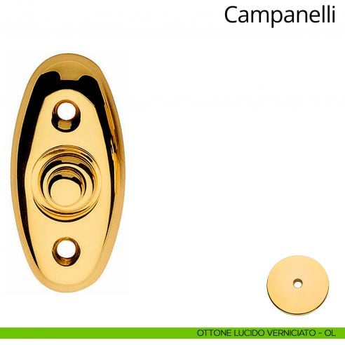 Campanello classico ovale in ottone per porta Linea Calì ottone lucido verniciato