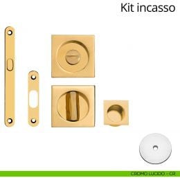 Kit maniglia incasso quadrata con nottolino, taglio vite, maniglia di trascinamento e serratura Linea Calì 2