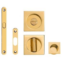 Kit maniglia incasso quadrata con nottolino, taglio vite, maniglia di trascinamento e serratura Linea Calì