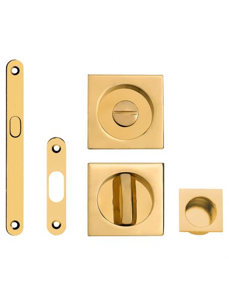 Kit maniglia incasso quadrata con nottolino, taglio vite, maniglia di trascinamento e serratura Linea Calì