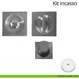 Kit maniglia incasso quadrata con nottolino, taglio vite e maniglia di trascinamento Linea Calì 2