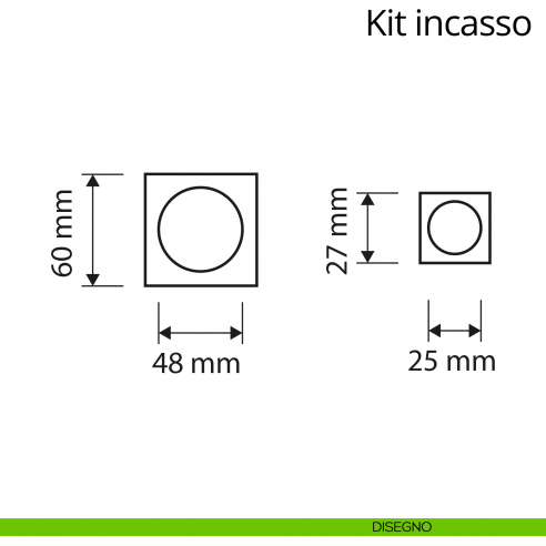 Kit maniglia incasso quadrata foro chiave con maniglia di trascinamento, serratura e chiave Linea Calì disegno