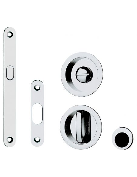 Kit maniglia incasso tonda con nottolino, taglio vite, maniglia di trascinamento e serratura Linea Calì