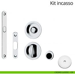 Kit maniglia incasso tonda con nottolino, taglio vite, maniglia di trascinamento e serratura Linea Calì 2