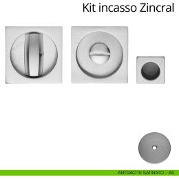 Kit maniglia incasso quadrata con nottolino, taglio vite e maniglia di trascinamento Zincral Linea Calì 2