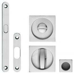 Kit maniglia incasso quadrata con nottolino, taglio vite, maniglia di trascinamento e serratura Zincral Linea Calì