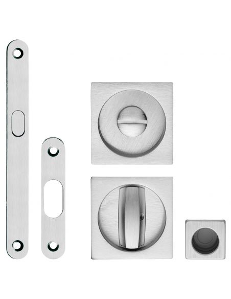 Kit maniglia incasso quadrata con nottolino, taglio vite, maniglia di trascinamento e serratura Zincral Linea Calì