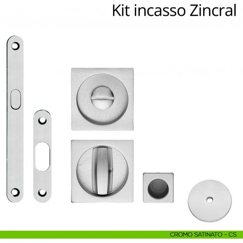 Kit maniglia incasso quadrata con nottolino, taglio vite, maniglia di trascinamento e serratura Zincral Linea Calì