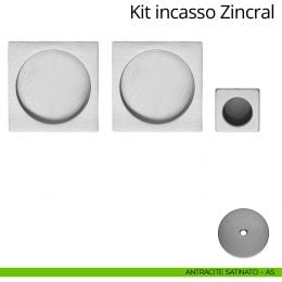 Kit maniglia incasso quadrata cieca con maniglia di trascinamento Zincral Linea Calì 2