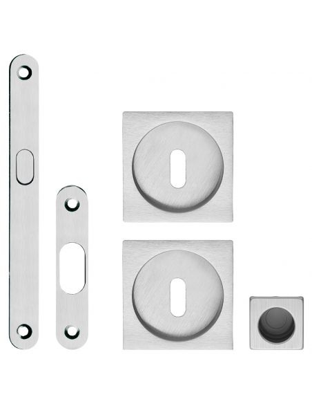 Kit maniglia incasso quadrata foro chiave con maniglia di trascinamento, serratura e chiave Zincral Linea Calì