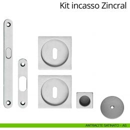 Kit maniglia incasso quadrata foro chiave con maniglia di trascinamento, serratura e chiave Zincral Linea Calì 2