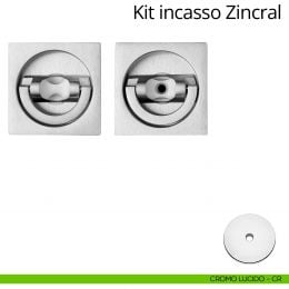 Kit maniglia incasso quadrata con doppio anello attivo-attivo Zincral Linea Calì 2