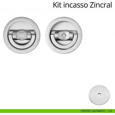 Kit maniglia incasso tonda con doppio anello attivo-passivo Zincral Linea Calì