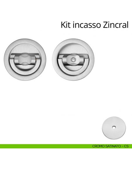 Kit maniglia incasso tonda con doppio anello attivo-passivo Zincral Linea Calì