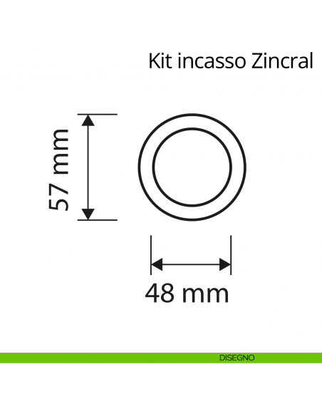 Kit maniglia incasso tonda con doppio anello attivo-passivo Zincral Linea Calì