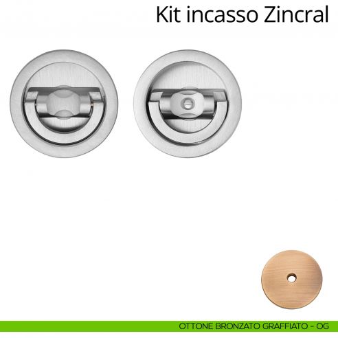 Kit maniglia incasso tonda con doppio anello attivo-passivo Zincral Linea Calì
