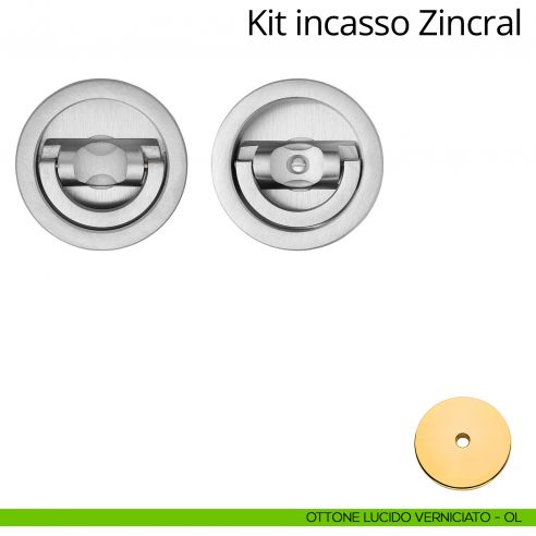 Kit maniglia incasso tonda con doppio anello attivo-passivo Zincral Linea Calì