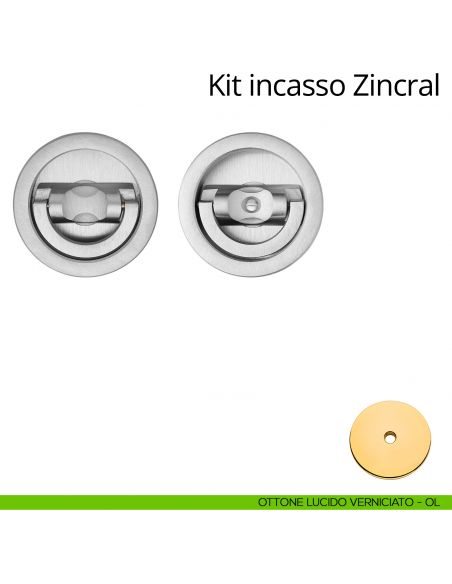 Kit maniglia incasso tonda con doppio anello attivo-passivo Zincral Linea Calì