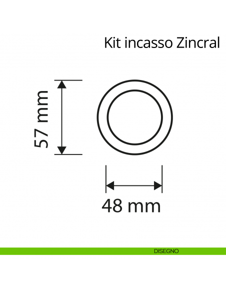 Kit maniglia incasso tonda con doppio anello attivo-attivo Zincral Linea Calì disegno