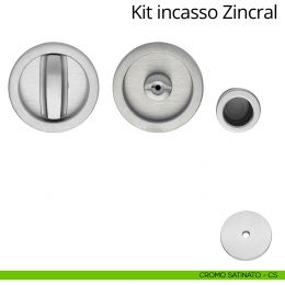 Kit maniglia incasso tonda con nottolino, taglio vite e maniglia di trascinamento Zincral Linea Calì. 2