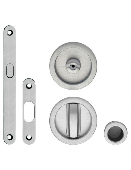 Kit maniglia incasso tonda con nottolino, taglio vite, maniglia di trascinamento e serratura Zincral Linea Calì