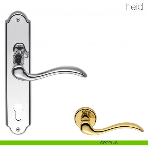 Maniglia con placca per porta Heidi Colombo Design - oroplus - foro yale