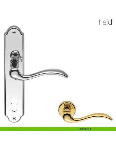 Maniglia con placca per porta Heidi Colombo Design - oroplus - foro yale