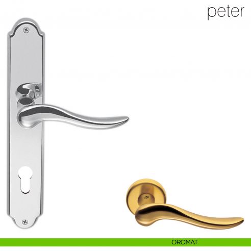 Maniglia con placca per porta Peter Colombo Design - oromat - foro yale