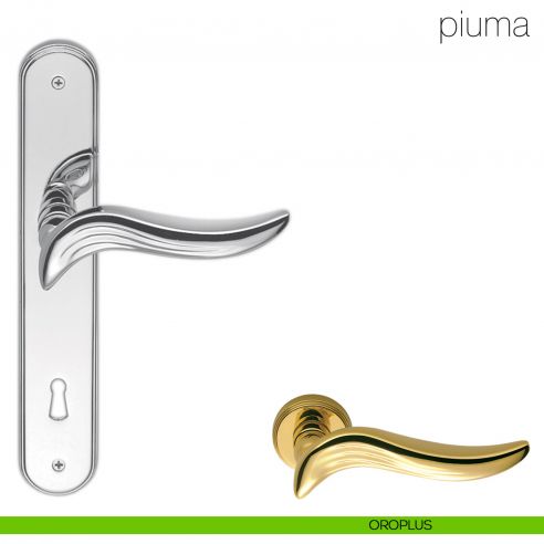 Maniglia con placca per porta Piuma Colombo Design - oroplus - foro patent