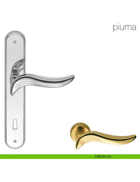 Maniglia con placca per porta Piuma Colombo Design - oroplus - foro patent