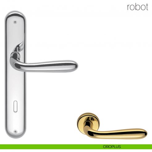 Maniglia con placca per porta Robot Colombo Design - oroplus - foro patent