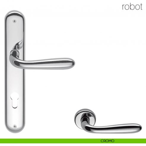 Maniglia con placca per porta Robot Colombo Design - cromo - foro yale