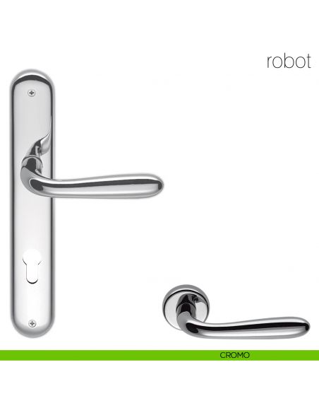 Maniglia con placca per porta Robot Colombo Design - cromo - foro yale