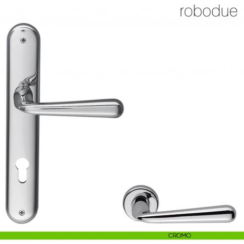 Maniglia con placca per porta Robodue Colombo Design - cromo - foro yale