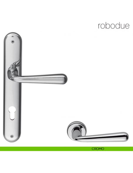 Maniglia con placca per porta Robodue Colombo Design - cromo - foro yale