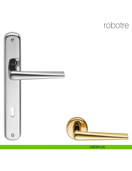 Maniglia con placca per porta Robotre Colombo Design - oroplus - foro patent