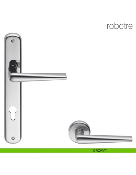 Maniglia con placca per porta Robotre Colombo Design - cromat - foro yale