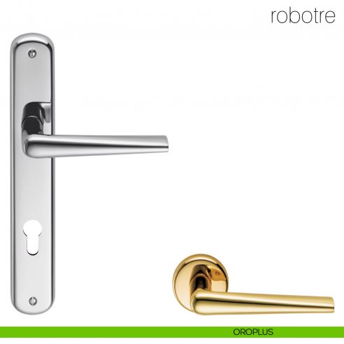 Maniglia con placca per porta Robotre Colombo Design - oroplus - foro yale