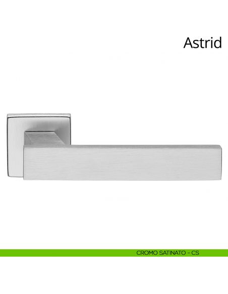 Maniglia per porta interna Astrid Ital Linea rosetta quadrata cromo satinato