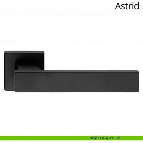 Maniglia per porta interna Astrid Ital Linea rosetta quadrata nero opaco