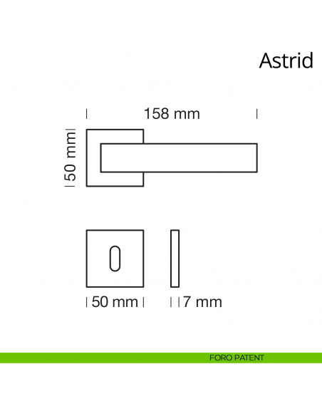 Maniglia per porta interna Astrid Ital Linea rosetta quadrata foro patent