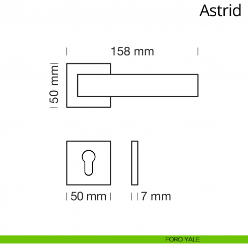 Maniglia per porta interna Astrid Ital Linea rosetta quadrata foro yale
