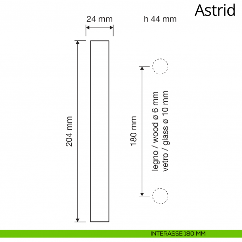 Maniglione per porta Astrid Ital Linea interasse 180 mm