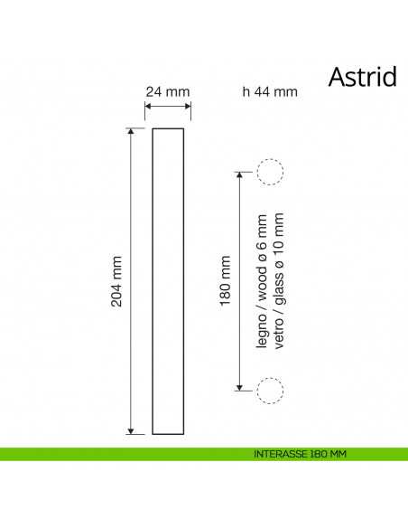 Maniglione per porta Astrid Ital Linea interasse 180 mm