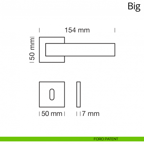 Maniglia per porta interna Big Ital Linea rosetta quadrata foro patent