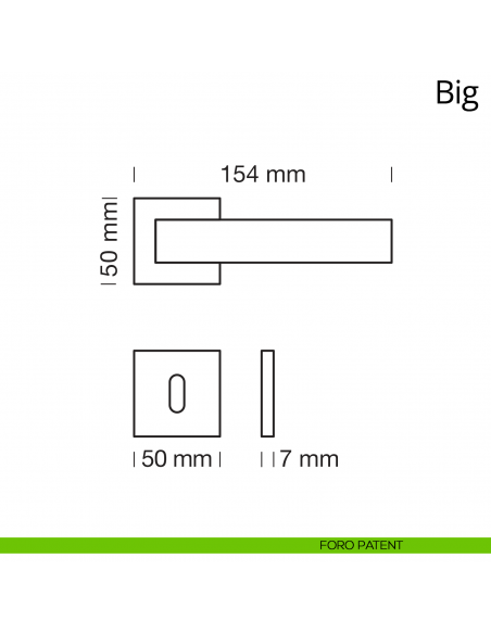 Maniglia per porta interna Big Ital Linea rosetta quadrata foro patent
