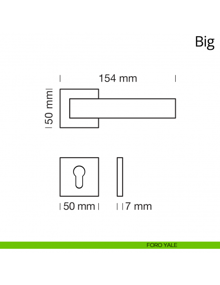 Maniglia per porta interna Big Ital Linea rosetta quadrata foro yale