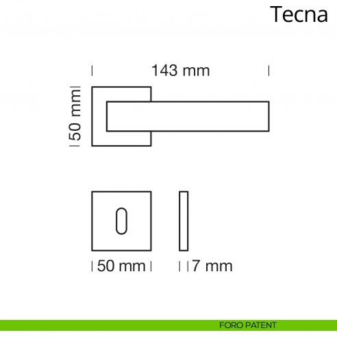 Maniglia per porta interna Tecna Ital Linea rosetta quadrata foro patent