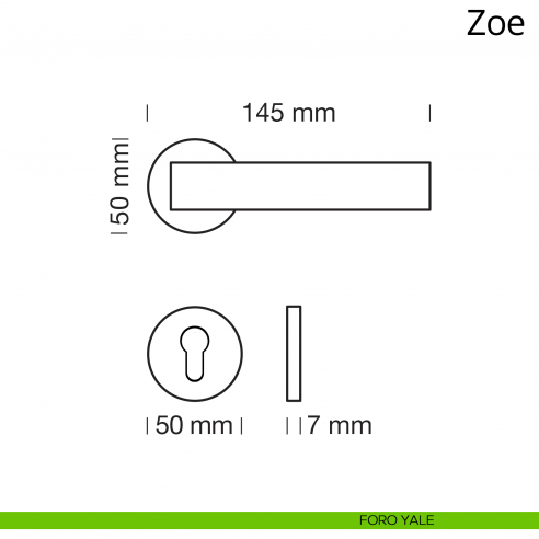 Maniglia per porta interna Zoe Ital Linea rosetta tonda foro yale